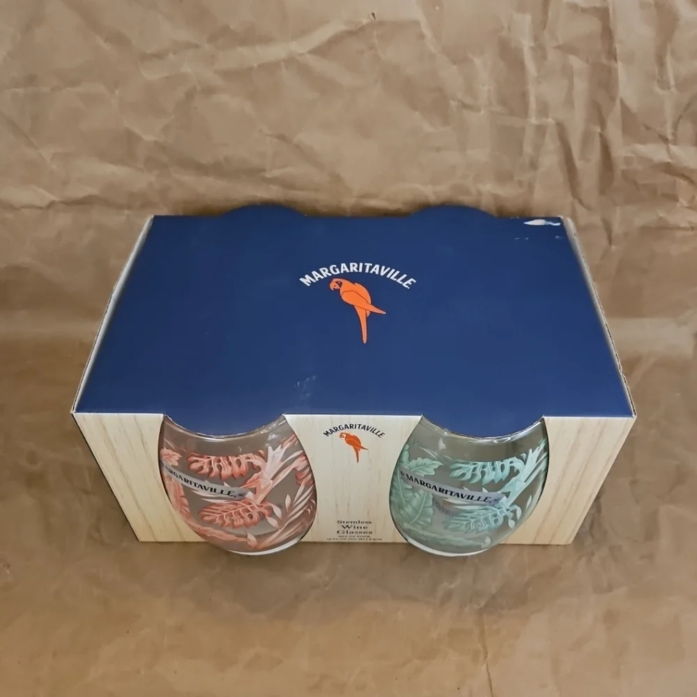 Jimmy Buffett Margaritaville Stemless Wine Glasses, 20 oz. Box Set of 4 - Picture 2 of 7